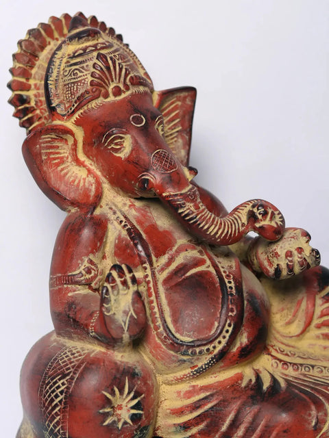11" Lord Ganesha Resting in Blessing Gesture
