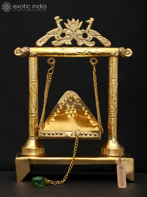 Lotus and Peacock Brass Jhoola Swing Idol for Pooja