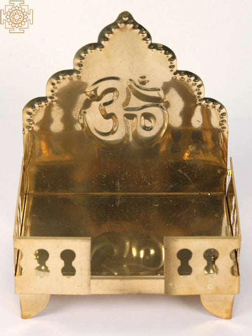 Brass Om Throne Statue for Pooja Handmade