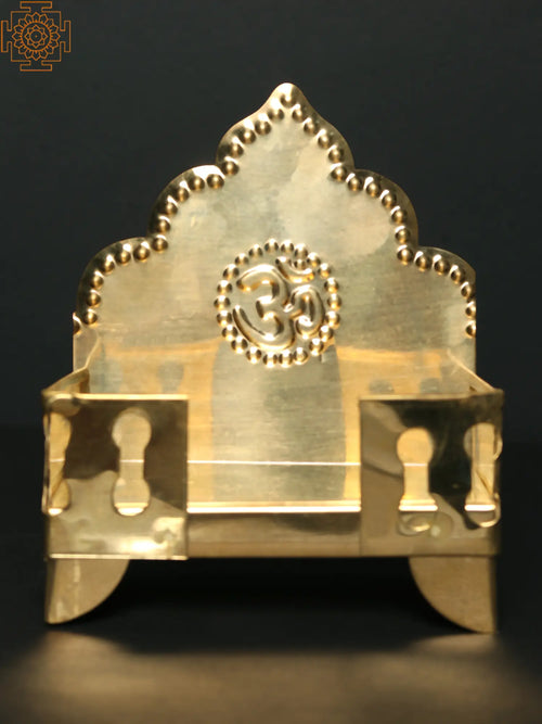5" Brass Om Throne Statue for Pooja