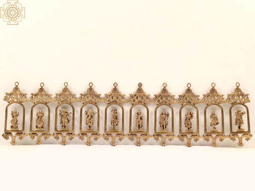 43" Dashavatara Ten Incarnations Vishnu Brass Wall Hanging