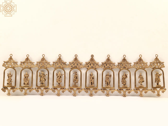43" Dashavatara Ten Incarnations Vishnu Brass Wall Hanging
