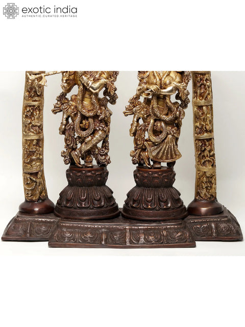 36" Radha-Krishna Within An Aureole Engraved With Krishnaleela Episodes