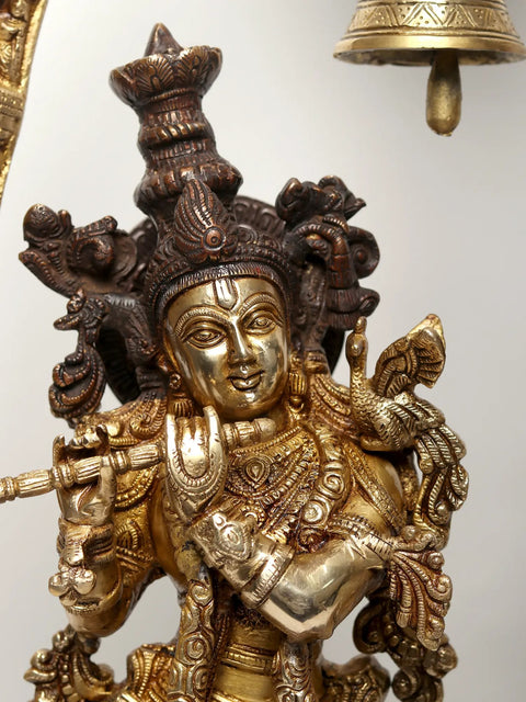 36" Radha-Krishna Within An Aureole Engraved With Krishnaleela Episodes