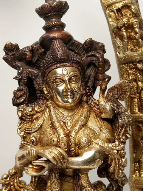 36" Radha-Krishna Within An Aureole Engraved With Krishnaleela Episodes