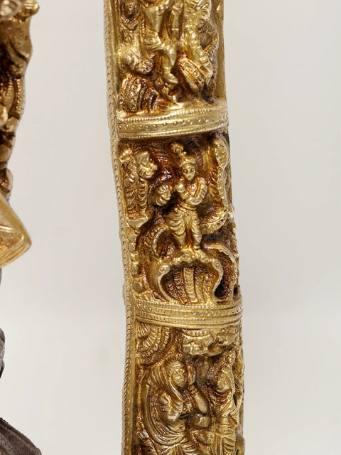36" Radha-Krishna Within An Aureole Engraved With Krishnaleela Episodes