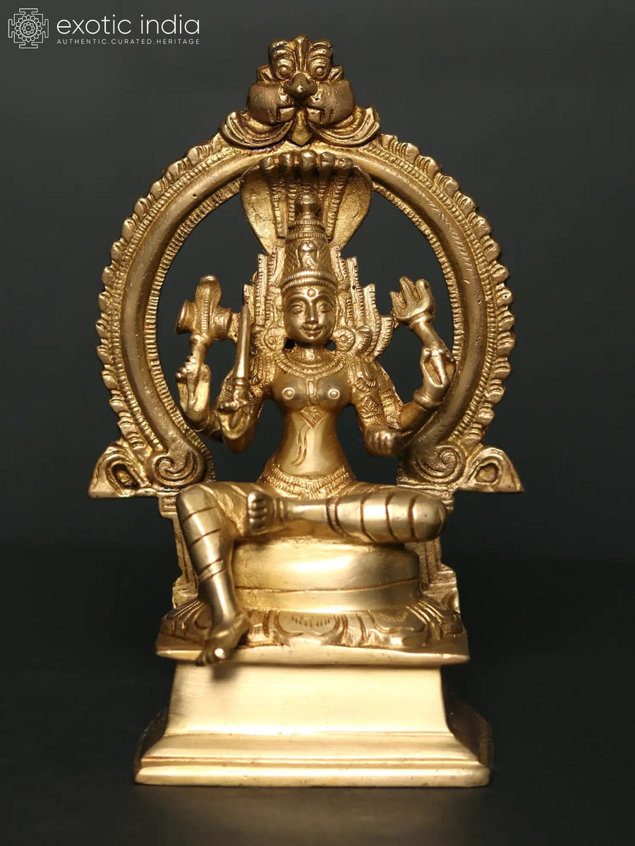 6" Goddess Mariamman Brass Statue for Pooja Home Decor