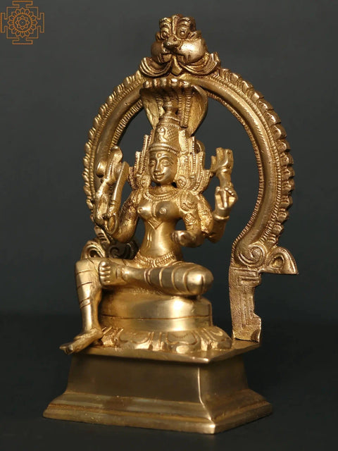 6" Goddess Mariamman Statue (South Indian Durga) in Brass