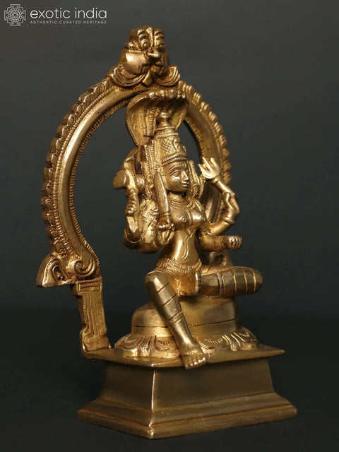 6" Goddess Mariamman Statue (South Indian Durga) in Brass