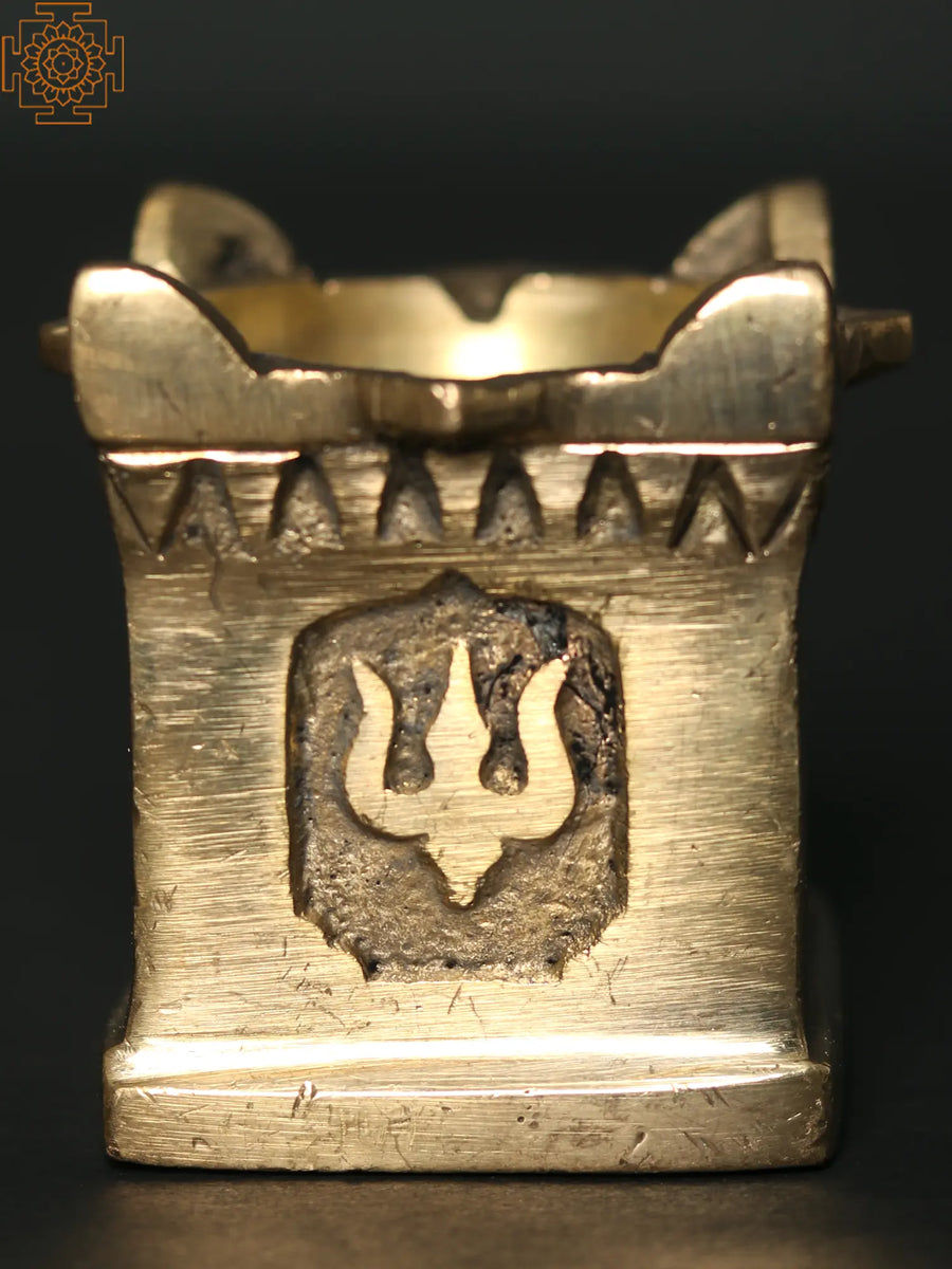 1" Tulsi Design Brass Diya for Pooja