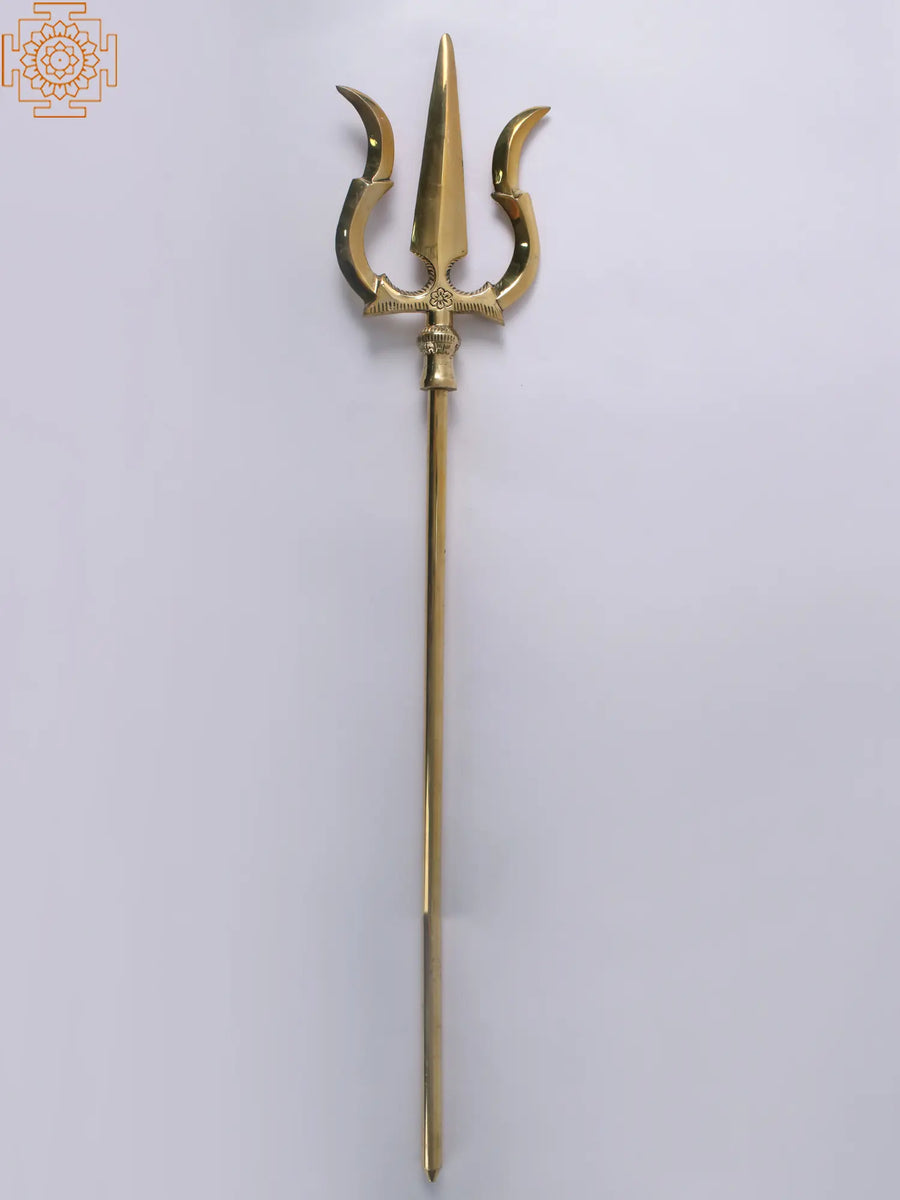 Lord Shiva's Trishul Brass Statue for Pooja