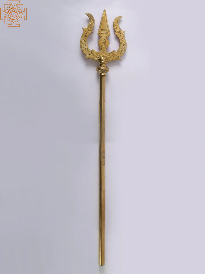 58" Brass Lord Shiva's Trident (Trishul) with Kalash