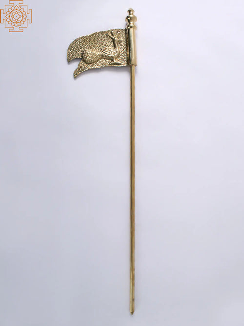 Brass Seval Kodi Flag Statue of Lord Murugan for Pooja