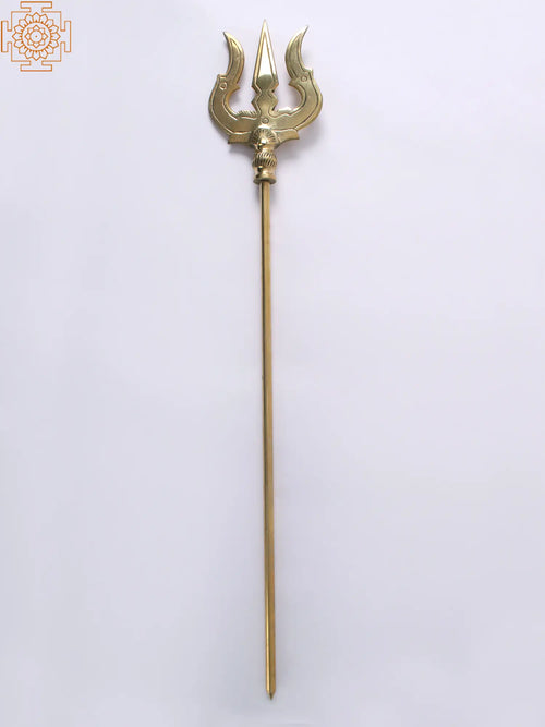 Handcrafted Brass Shiva Trishul Statue for Pooja