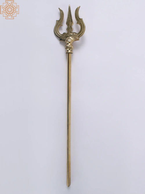 17" Brass Lord Shiva's Trident Statue Handmade