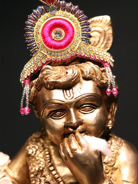 10" Baby Krishna - The Butter Thief | Brass Statue