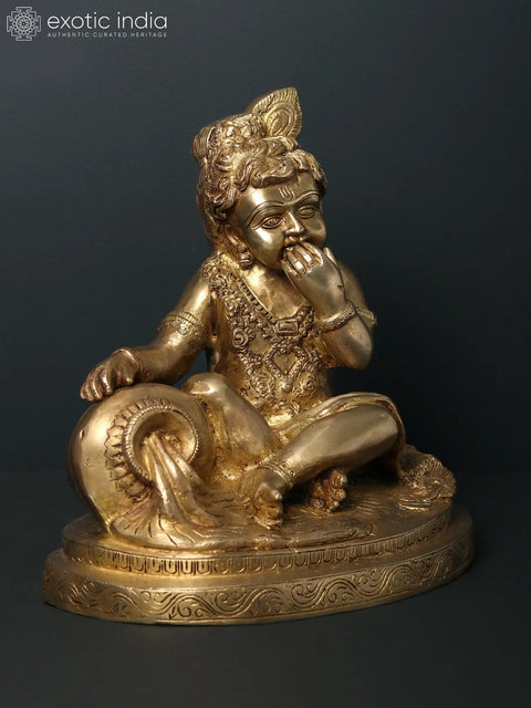 10" Baby Krishna - The Butter Thief | Brass Statue