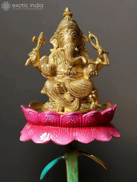 20" Lakshmi Ganesha Saraswati on Lotus Base | Sacred Home Statue