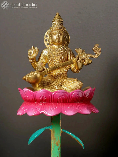 20" Lakshmi Ganesha Saraswati on Lotus Base | Sacred Home Statue