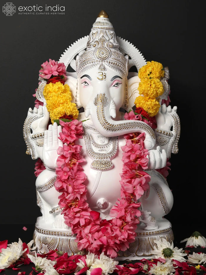 19" Brass Lord Ganesha Blessing Statue Handmade