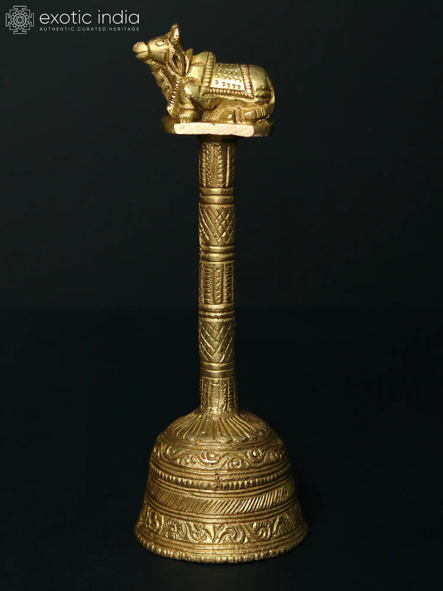 6" Brass Hindu Ritual Bell for Pooja