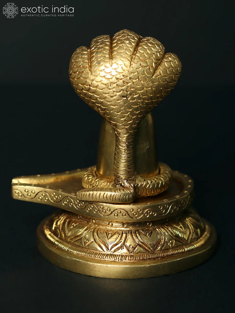 4" Brass Shiva Linga Decorated with the majestic Sheshnag