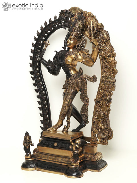 29" Dancing Ardhanarishvara Brass Statue - Shiva and Shakti Idol