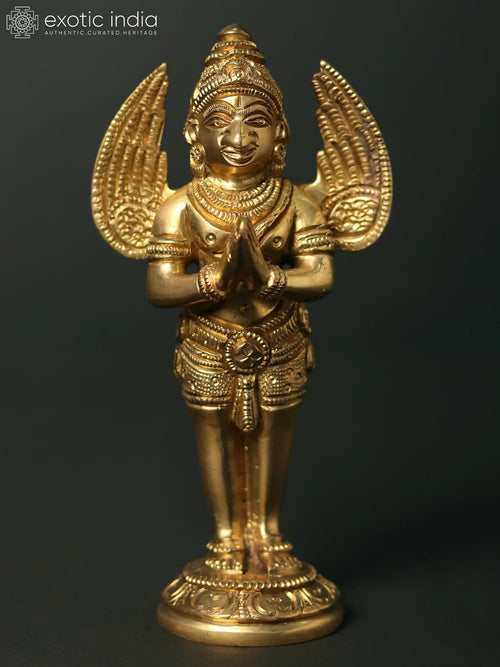 5" Garuda Brass Statue - God of Strength and Vigilance