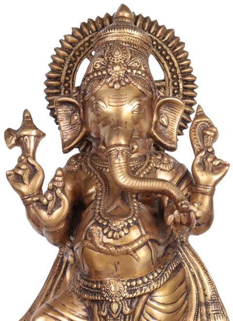 26" Standing Lord Ganesha In Brass | Handmade | Made In India