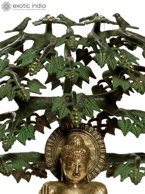 21" Buddha Under the Bodhi Tree In Brass | Handmade | Made In India