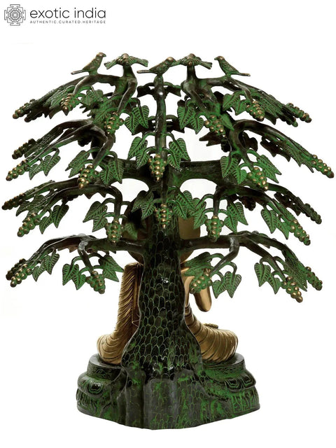 21" Buddha Under the Bodhi Tree In Brass | Handmade | Made In India