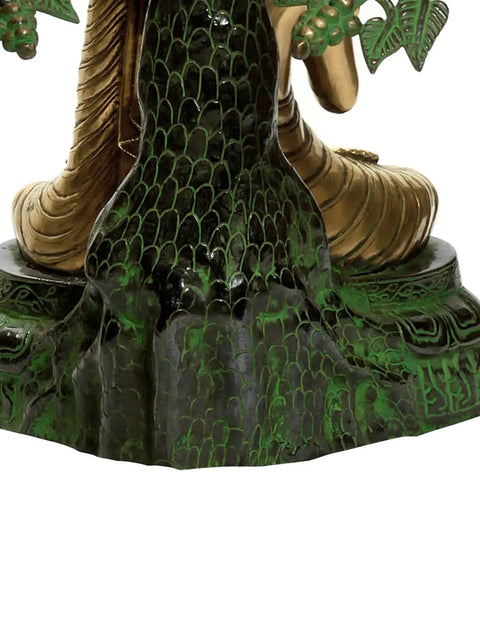 21" Buddha Under the Bodhi Tree In Brass | Handmade | Made In India