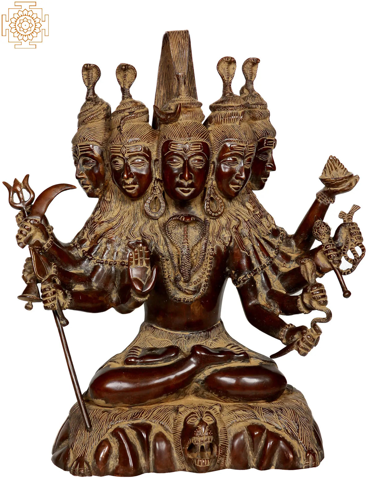 16" Sadashiva (Five-Headed Shiva) In Brass