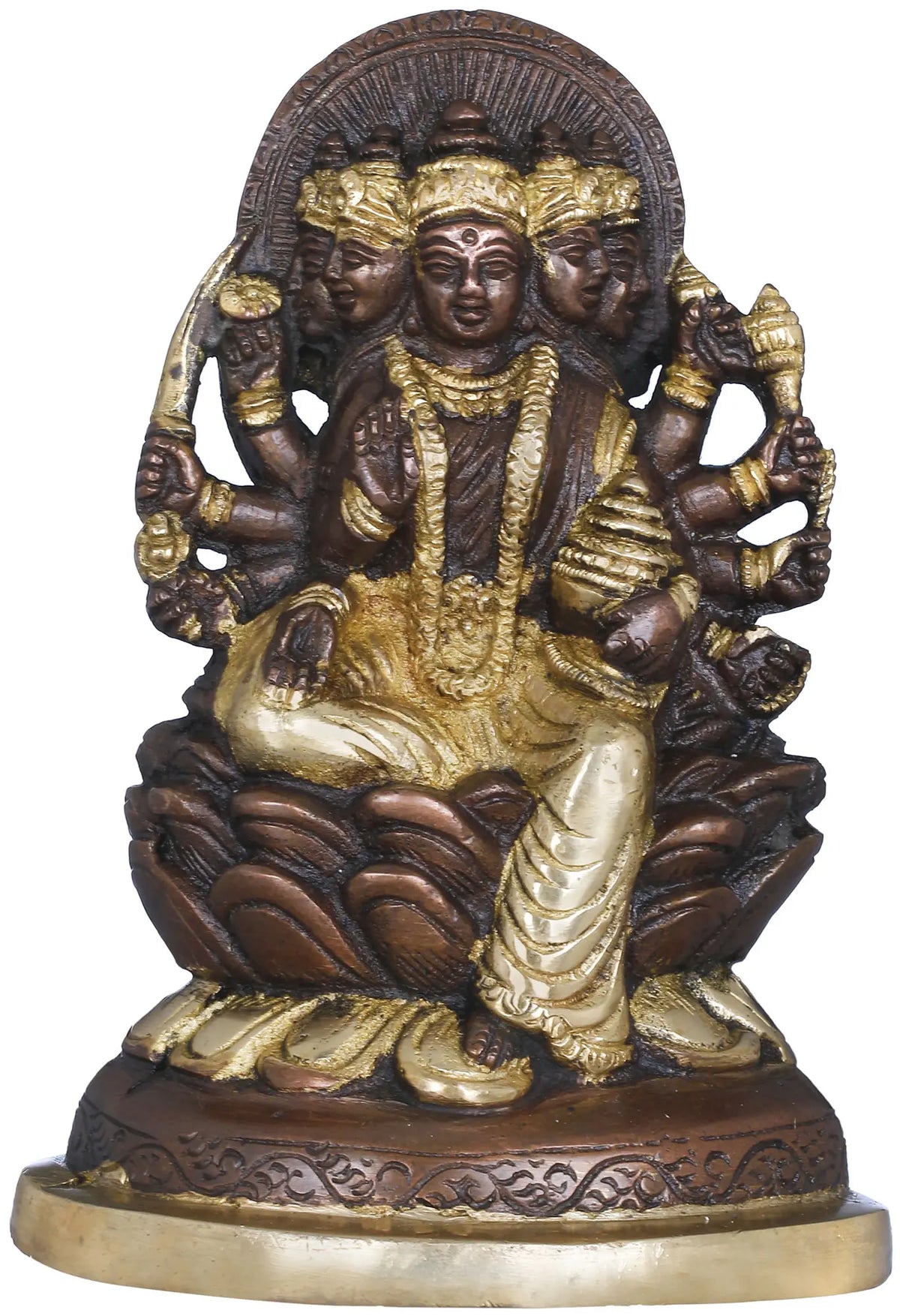 5" Goddess Gayatri Sculpture in Brass | Handmade | Made in India