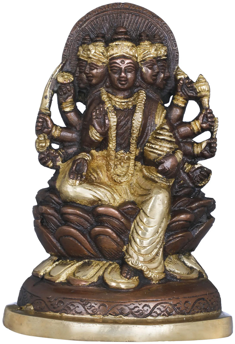 5" Brass Goddess Gayatri Handmade Sculpture