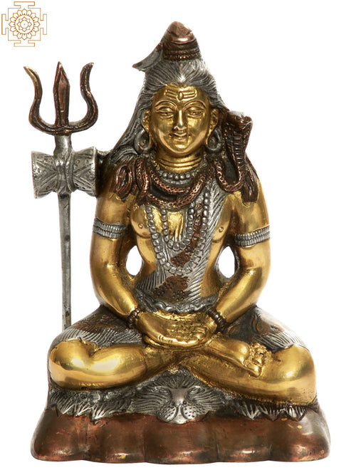 6" Mahayogi Shiva Handmade Brass Sculpture