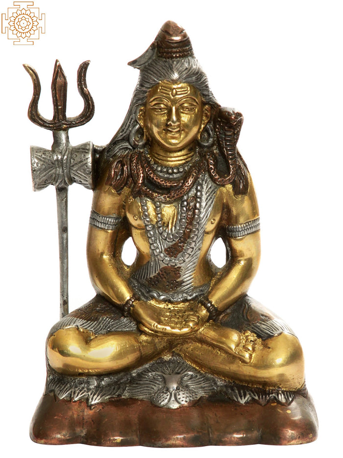 6" Mahayogi Shiva Handmade Brass Sculpture