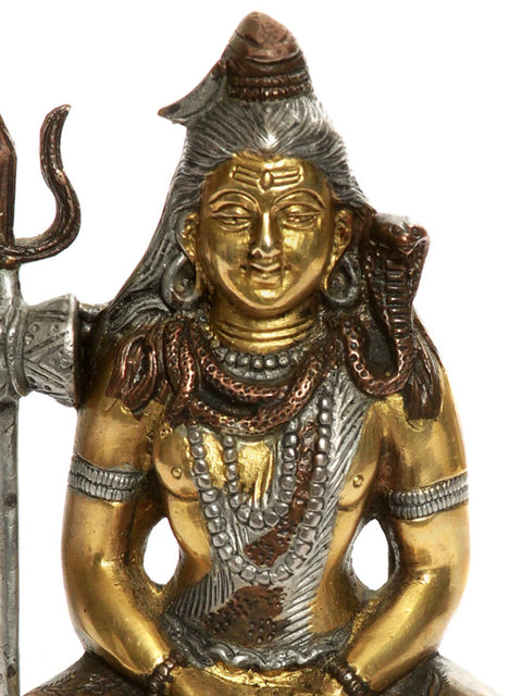 6" Small Mahayogi Shiva Sculpture in Brass