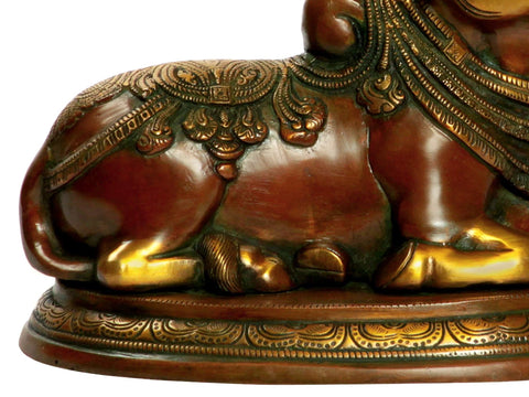 8" Nandi, The ShivaÕs Mount and One of His Ganas In Brass