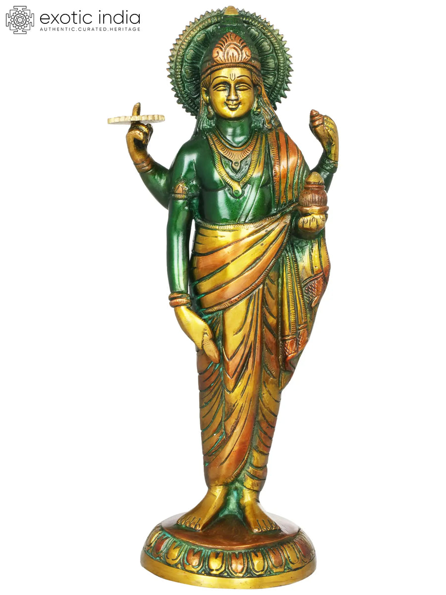 11" Dhanvantari Handmade Brass Statue - Physician of Gods