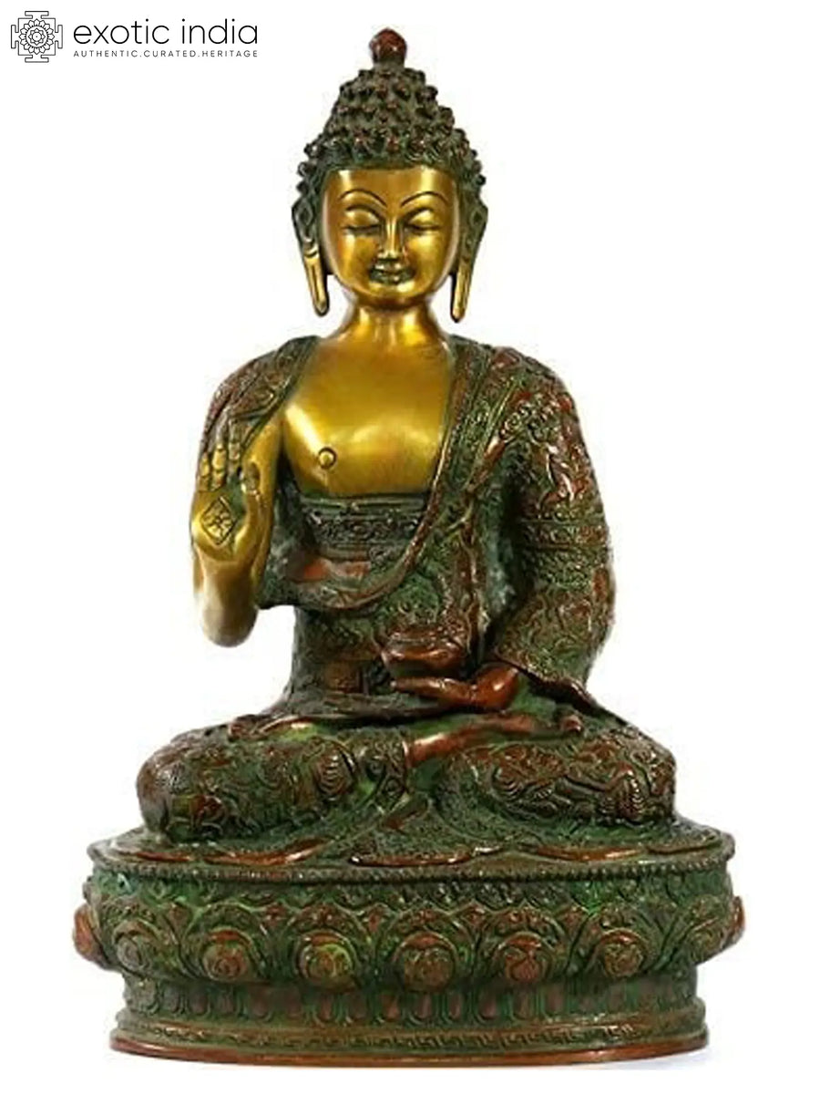 13" Handmade Preaching Buddha Brass Statue