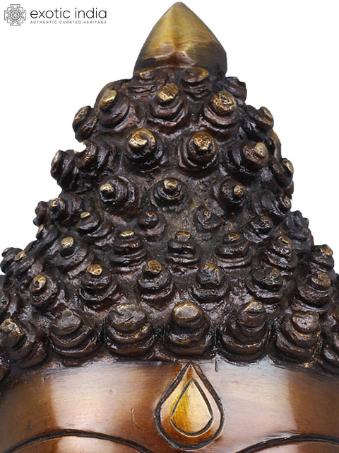 8" Tibetan Buddhist Lord Buddha Head In Brass | Handmade | Made In India
