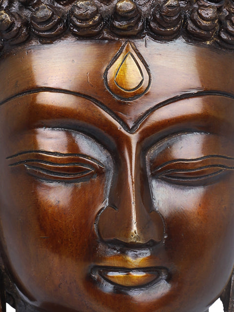 8" Tibetan Buddhist Lord Buddha Head In Brass | Handmade | Made In India