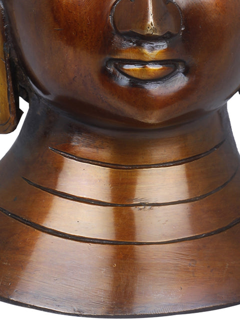 8" Tibetan Buddhist Lord Buddha Head In Brass | Handmade | Made In India