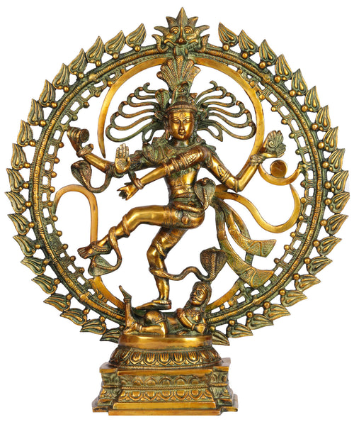 24" Brass Nataraja Statue with Om Symbol for Pooja