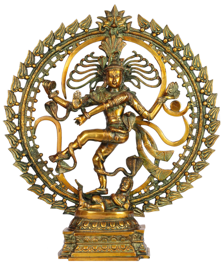 24" Brass Nataraja Statue with Om Symbol for Pooja