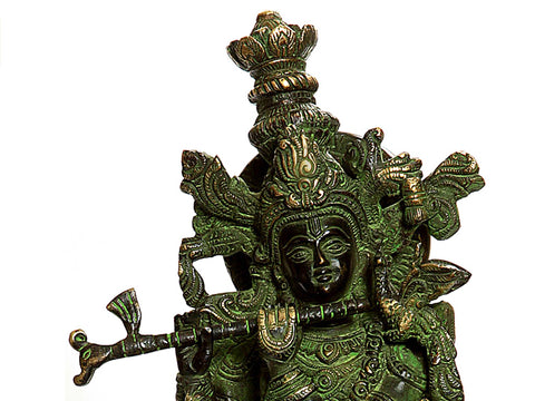 15" Fluting Krishna In Brass | Handmade | Made In India