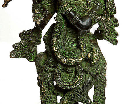 15" Fluting Krishna In Brass | Handmade | Made In India