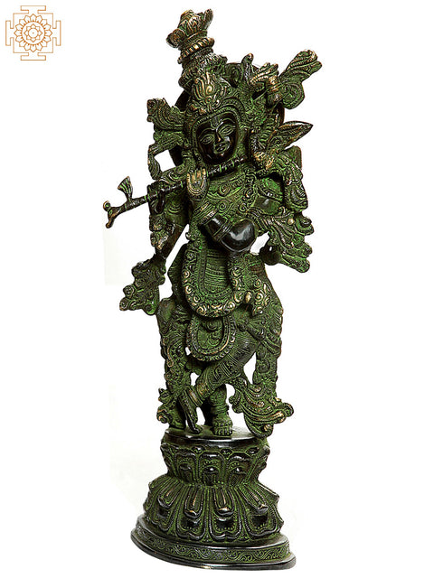 15" Fluting Krishna In Brass | Handmade | Made In India