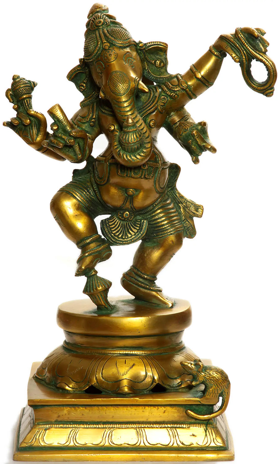 12" Dancing Ganesha Handmade Brass Statue